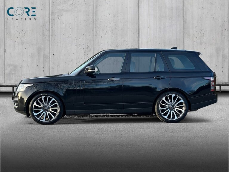 Sortmetal Land Rover Range Rover SDV8 Autobiography aut. fra 2017 parkeret foran en betonmur. CORE Leasing A/S er eksperter i Land Rover leasing.