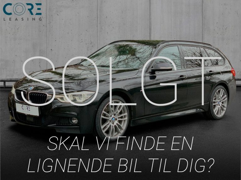 Sortmetal BMW 335d Touring xDrive aut. fra 2016 parkeret foran en betonmur. CORE Leasing A/S er eksperter i BMW leasing.