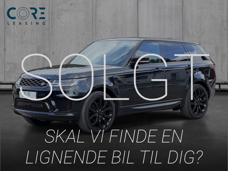 Sortmetal Land Rover Range Rover Sport SDV6 HSE Dynamic aut. fra 2018 parkeret foran en betonmur. CORE Leasing A/S er eksperter i Land Rover leasing.