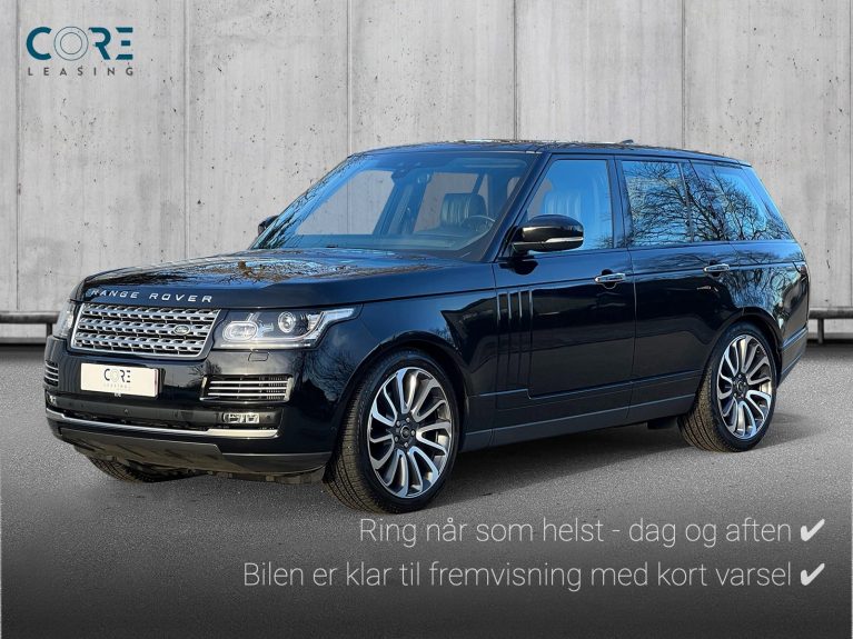 Sortmetal Land Rover Range Rover SDV8 Autobiography aut. fra 2017 parkeret foran en betonmur. CORE Leasing A/S er eksperter i Land Rover leasing.