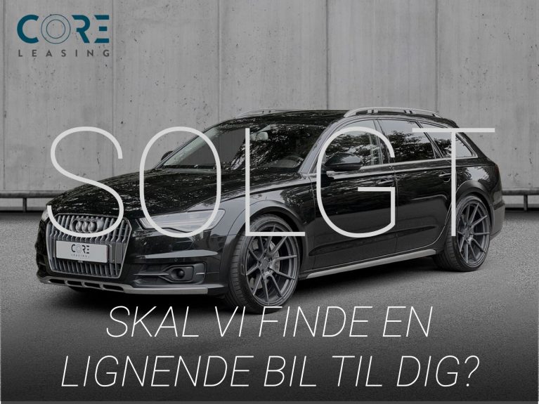 Sortmetal Audi A6 allroad TDi 320 quattro Tiptr. fra 2017 parkeret foran en betonmur. CORE Leasing A/S er eksperter i Audi leasing.