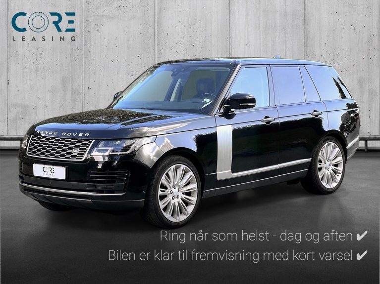 Sortmetal Land Rover Range Rover SDV8 Autobiography aut. fra 2018 parkeret foran en betonmur. CORE Leasing A/S er eksperter i Land Rover leasing.