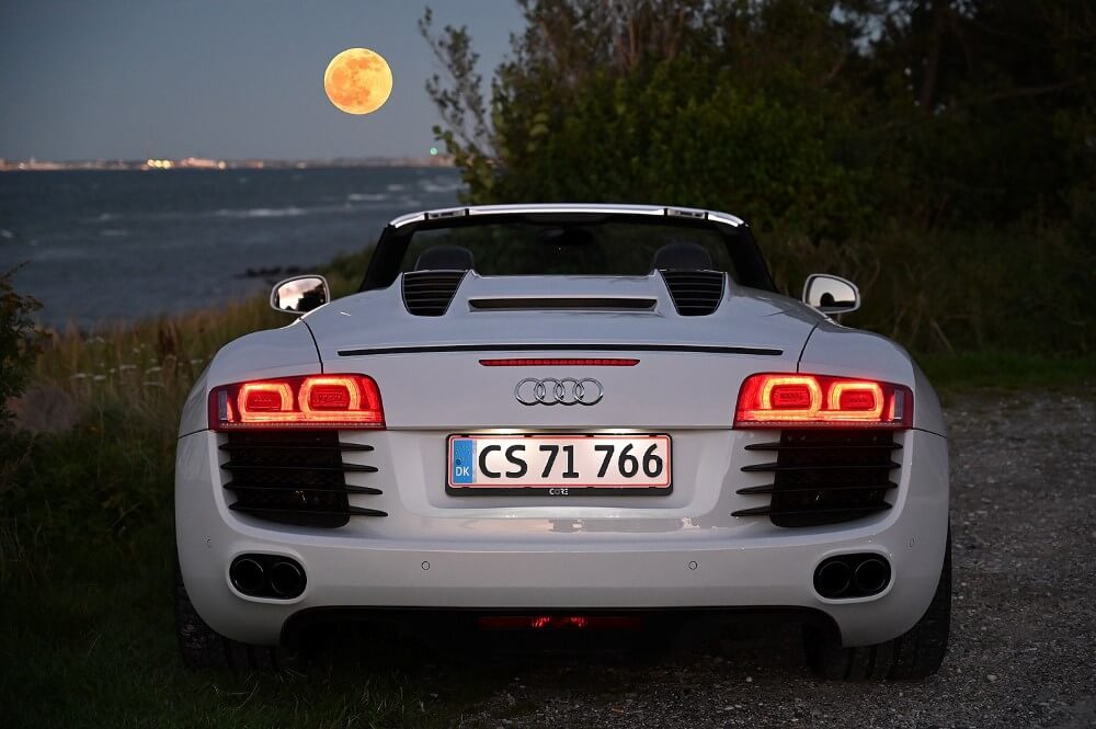 audi leasing - r8 hvid strand solnedgang